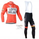 Lotto Belisol Ropa Ciclismo Culotte Largo 2014 Mangas Largas Naranja