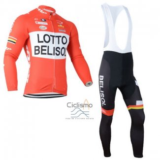 Lotto Belisol Ropa Ciclismo Culotte Largo 2014 Mangas Largas Naranja