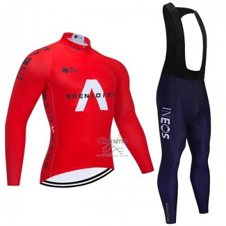 Ineos Grenadiers Ropa Ciclismo Culotte Largo 2021 Mangas Largas Rojo