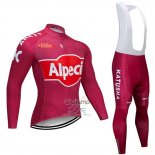 Katusha Alpecin Ropa Ciclismo Culotte Largo 2019 Mangas Largas Rojo