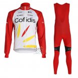 Cofidis Ropa Ciclismo Culotte Largo 2020 Mangas Largas Blanco Rojo