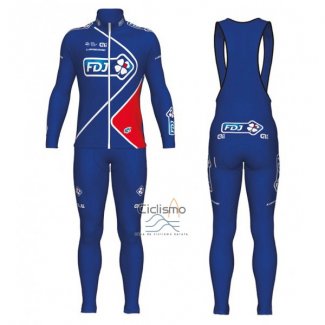 Fdj Ropa Ciclismo Culotte Largo 2017 Mangas Largas Azul