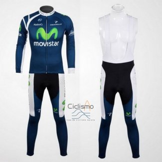 Movistar Ropa Ciclismo Culotte Largo 2012 Mangas Largas Azul