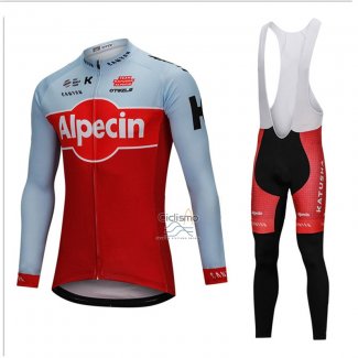 Katusha Alpecin Ropa Ciclismo Culotte Largo 2018 Mangas Largas Rojo