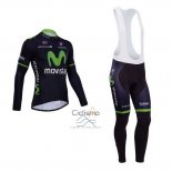 Movistar Ropa Ciclismo Culotte Largo 2014 Mangas Largas Negro