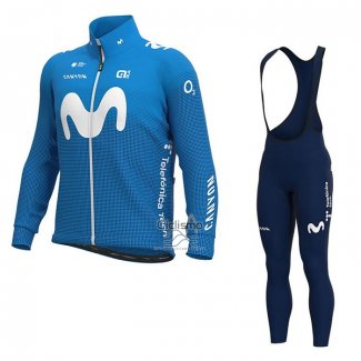 Movistar Ropa Ciclismo Culotte Largo 2021 Mangas Largas Azul