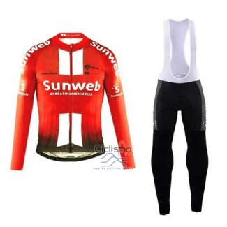 Sunweb Ropa Ciclismo Culotte Largo 2019 Mangas Largas Naranja Blanco