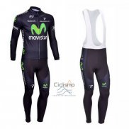 Movistar Ropa Ciclismo Culotte Largo 2013 Mangas Largas Negro